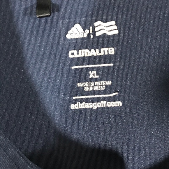 Adidas Climalite Navy Blue Stripe Polo Long Sleeve Shirt size XL - Picture 2 of 5